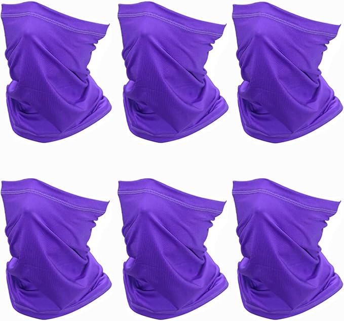 SHEVERCH 6 Pack Neck Gaiter Face Mask Sun Protection Cooling Bandana Face Cover Windproof Dustproof Neck Scarf