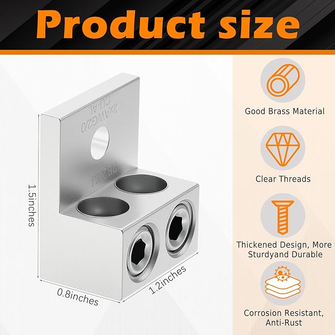 Blulu 4 Pieces Dual Aluminum Ground Lug Dual Rated Double Wire Barrel Aluminum Mechanical Lug (2/0)