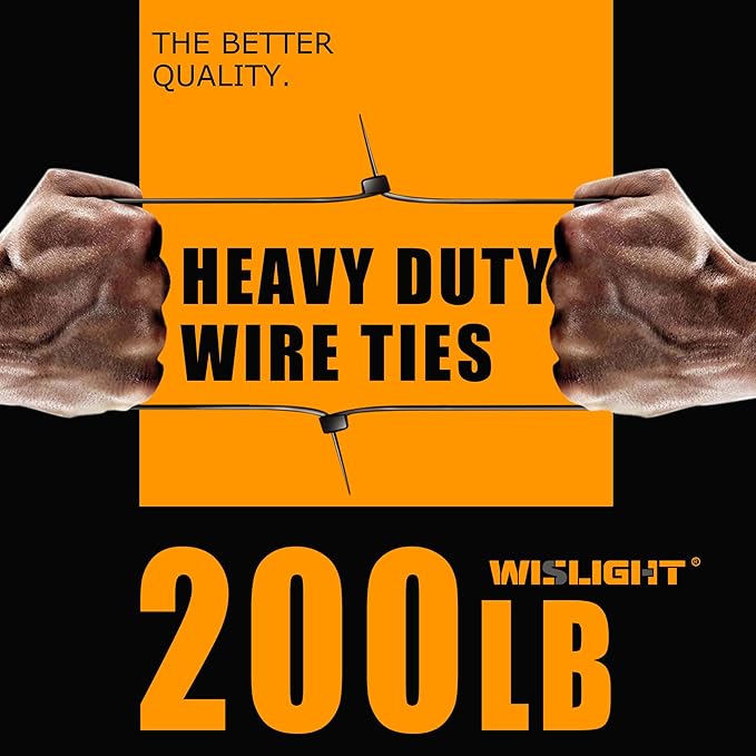 Ultra Heavy Duty 200 Pounds Tensile Strength 18 Inch x0.39 Inch 100 pcs, Black Zip Ties for indoor and outdoor use, Industrial Multi-Purpose UV Resistant, Wide and Thick Zip Ties