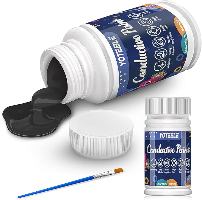 Guitar Shielding Paint, Conductive Paint, Noise Reduction, Reduces Hum, Excellent Adhesion, Water-based Formula for Guitar Cavity Shielding, Black, 50G（Resistivity: 10-90 ohms/cm）