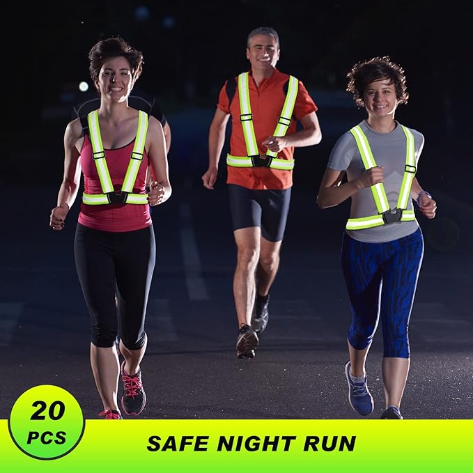 Hercicy 30 Pcs Reflective Vest High Visibility Safety Vests, Adjustable Running Gear Straps Lightweight Reflector for Construction (Yellow)