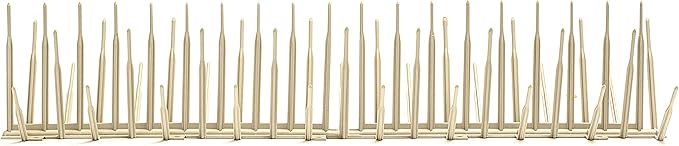 Bird B Gone - Tan Plastic Anti Bird Spikes (50') - Humane Deterrent - Stops Pigeons & Birds from Roosting - UV-Stabilized Polycarbonate - for Rooftops, Ledges, Fences, Etc - Made in USA