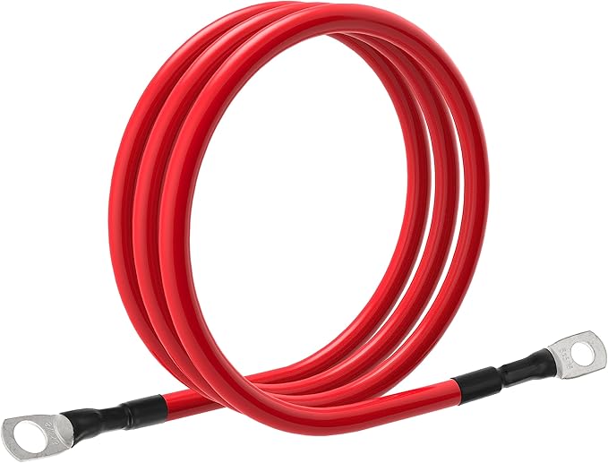 6 AWG Battery Cable 6AWG Gauge Battery Inverter Cables for Automotive Solar Marine Boat RV Car Motorcycle (6 AWG, 2FT, 3/8"+5/16")