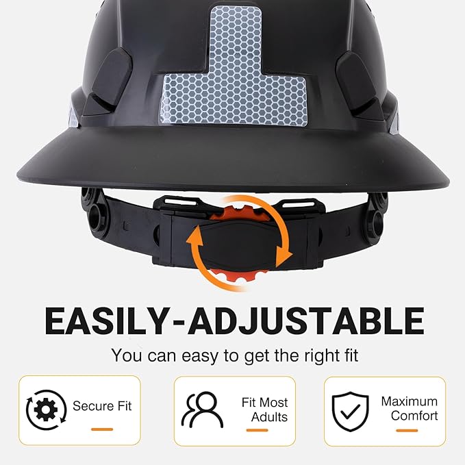 Full Brim Hard Hat Construction OSHA Approved Vented Hard Hat Cascos De Construccion Adjustable Cool Vent Work Safety Helmet for Men and Women