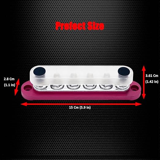 6 x M8 (5/16") Studs Power Distribution Block Bus Bar 12V, Ampper 5.9" HD 200A Marine BusBar Battery Distribution Block W/Cover for Car Boat Solar (Red)