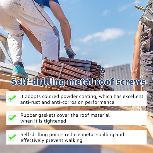 Metal Roofing Screws 320Pcs #10 x 1inch, Hex Head Sheet Metal Roof Screw with EPDM Washer Replacement for Corrugated Roofing