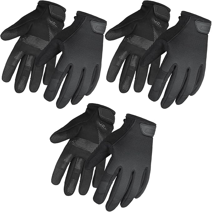 OZERO Work Gloves Men Women, Mechanic Gloves with Touchscreen Grip, Synthetic Leather Palm, Breathable Flex Fit, EN388 Tested