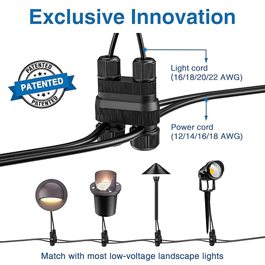 SUNVIE Low Voltage Wire Connector Fastlock2 Landscape Lighting Wire Connectors Waterproof Low Voltage Connector 12-18 Gauge Landscape Wire Connectors for Garden Light Pathway Lights, 8 Pack