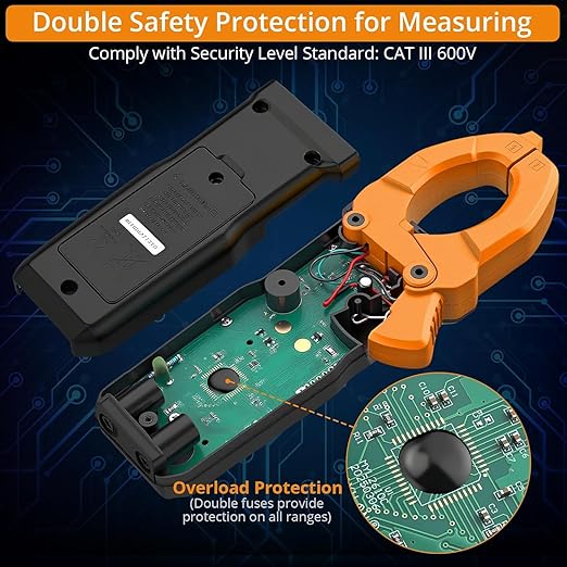 Neoteck Clamp Meter 6000 Counts Clamp Multimeter 800A AC/DC Current&Voltage Multimeter with TRMS Capacitance Continuity Resistance NCV Diode Frequency for Home Electrical,Automobile,Industrial,HVAC