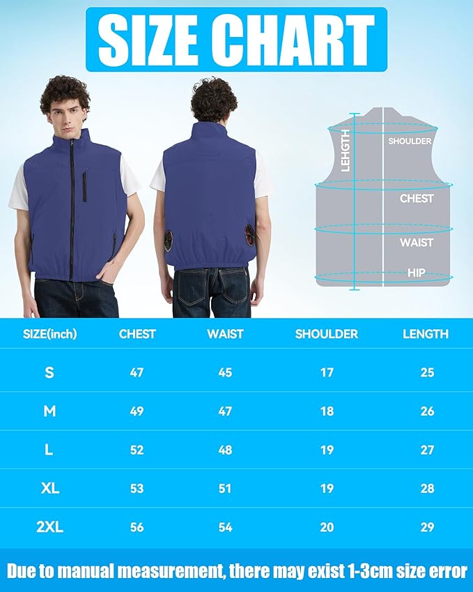 Cooling Vest Jacket with 2 Fans - Men and Women 21V Air Conditioner Vests, With 20000mAh Battery