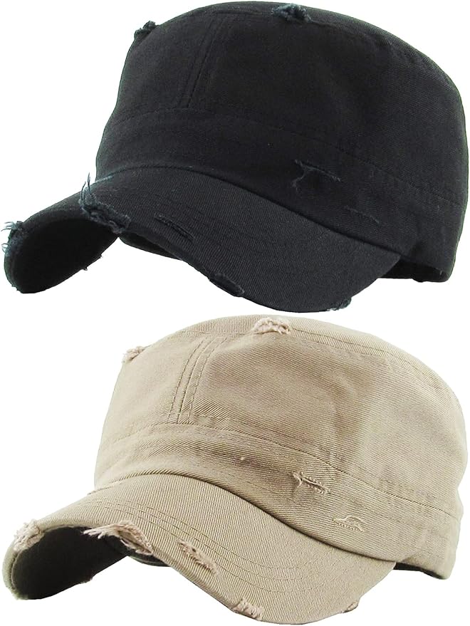 Funky Junque Distressed Military Hat – Newsboy Hats for Women, Short Brim Army Baseball Cap, Womens Cadet Hat Trendy Style