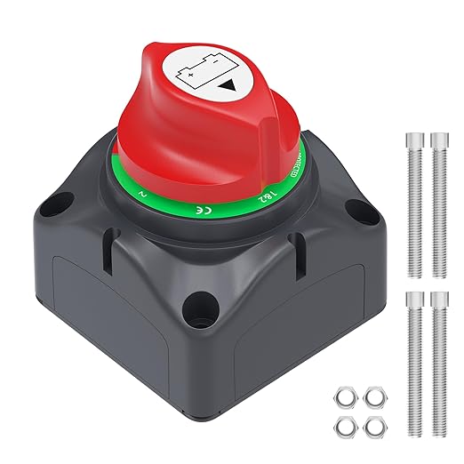 Joinfworld 1-2-Both-Off Battery Disconnect Switch 12V-48V Waterproof Dual Battery Kill Switch Heavy Duty Battery Isolator Switch for Marine Boat Car RV ATV UTV Vehicles, ASW-A701S