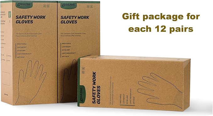 Safety Work Gloves PU Coated-12 Pairs,White Seamless Knit Glove with Polyurethane Coated Smooth Grip on Palm & Fingers, for Men and Women, Ideal for General Duty Work (X-Large)