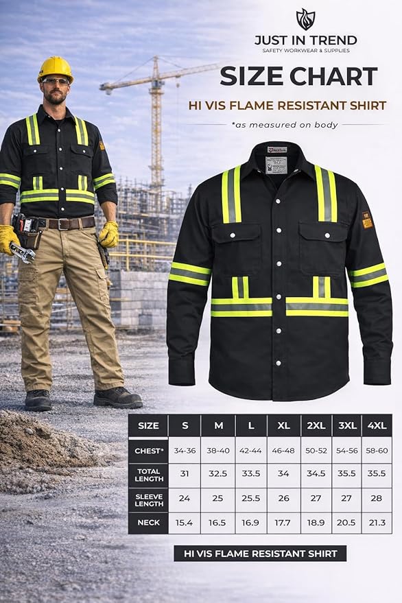 Flame Resistant High Visibility Hi Vis FR Shirt - 100% C - 7 oz
