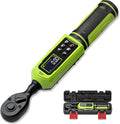 Digital Torque Wrench 3/8"Drive-0.66-44.25Ft.Lb, 0.9-60N.m, Electric Torque Wrench With Vibration Buzzer LED Indicator, ±2% Accuracy Five Units for Bike Motorcycle Car Auto Repair,Green Black