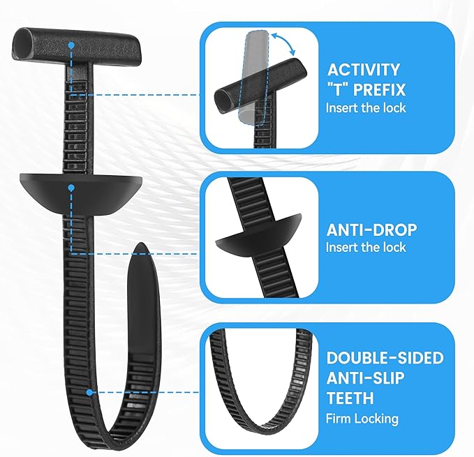 200 Pcs Nylon Universal Cable Tie Buckle - New Multifunctional Nylon Zip Ties Double Sided Buckle & Button Design Plastic Cable Ties Tool Fasteners Car Body UV Resistant Zipties for Car Daily Repair