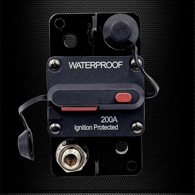 200A Circuit Breaker, Ampper Surface Mount DC 12V-48V Waterproof Thermal Circuit Breaker Fuse with Manual Reset/On-Off for Boat Trolling Motor Auto Audio Solar and More