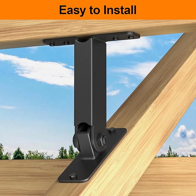 Heavy Duty Roof Riser Brackets Kit, TROPTOLKY Adjustable Angle Pergola Brackets, Black Metal Roof Riser Beam Bracket for Roof Pergola Gazebo Patio Cover (1 Pack)