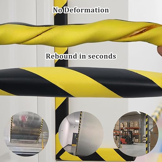 Heavy-Duty Wall & Corner Guards – 5M Self-Adhesive NBR Rubber Protection with Yellow/Black Stripes for Parking Columns & Garage Safety