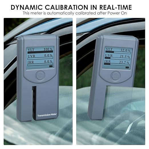 Tint Meter Portable Window Tint Meter Automatic Rotating Screen Window Tint Tester, Automatic Calibration, Measuring VL(Visible Light) UV IR Transmittance and Rejection of Windows, Solar Window Film