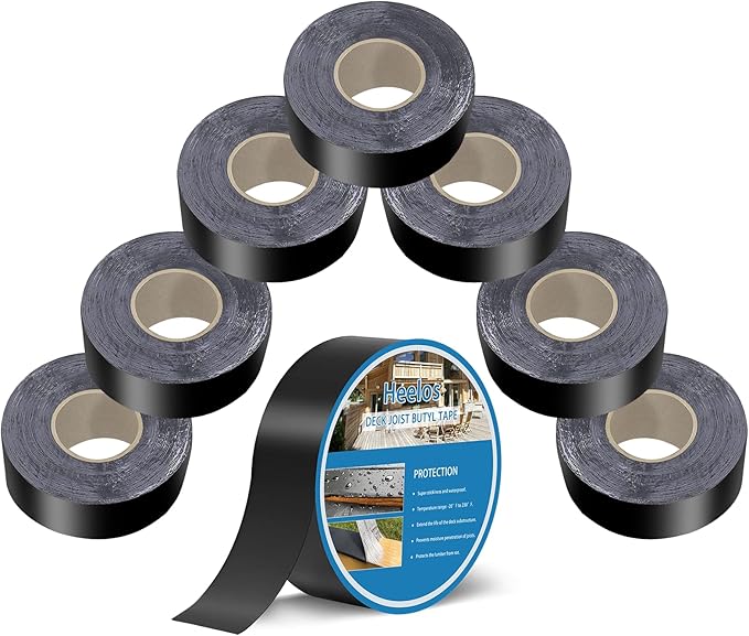 Deck Joist Tape 1-5/8'' x 50', Butyl Deck Tape Flashing Joists Tape for Decking Joist Tape for Flashing Deck Joists and Beams Building Joists(8 Rolls)