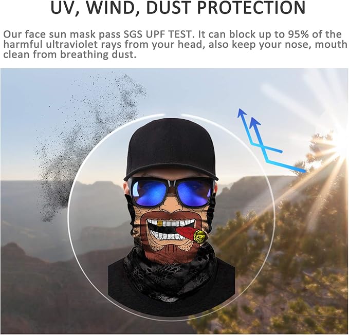 JOEYOUNG Skull Face Mask UV Sun Dust Neck Gaiter Bandana Headwear Motorcycle