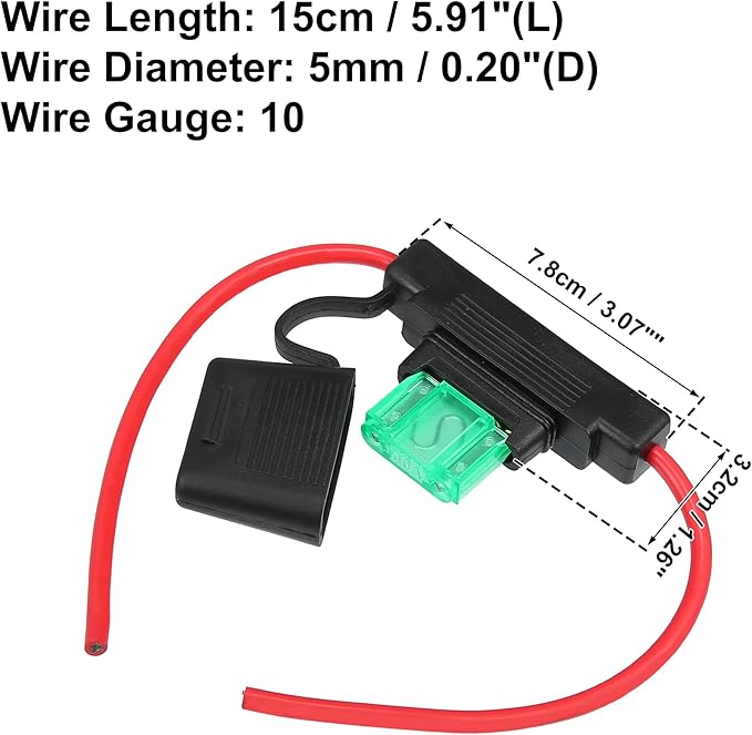 uxcell DC 12V 10 Gauge Car in Line ATC Blade Style Inline Fuse Holder with 30A Large Fuse