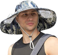 Mens Sun Hat with 2 Fan, Summer Cooling Wide Brim Bucket Hat, Beach Hat Garden Hat, Solar + USB Dual Power Supply