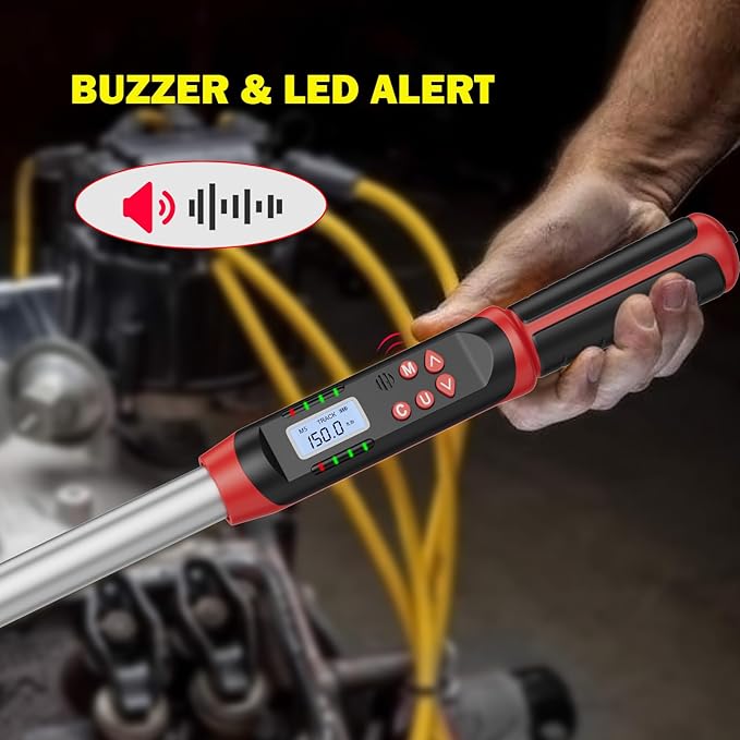 VANPO Digital Torque Wrench Set, 2Pcs 3/8" (3.1-62.7Ft.lb/4.2-85Nm) & 1/2" (14.7-295Ft.lb/20-400Nm) Electronic Torque Wrench with Buzzer, LED Indicator, Preset Value, Data Storage for Moto, Car, Truck