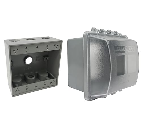 Sealproof 2-Gang Extra Deep Weatherproof in Use Outdoor Outlet Cover with Box Kit, Lockable, UL Extra Duty Compliant, 45 Configurations