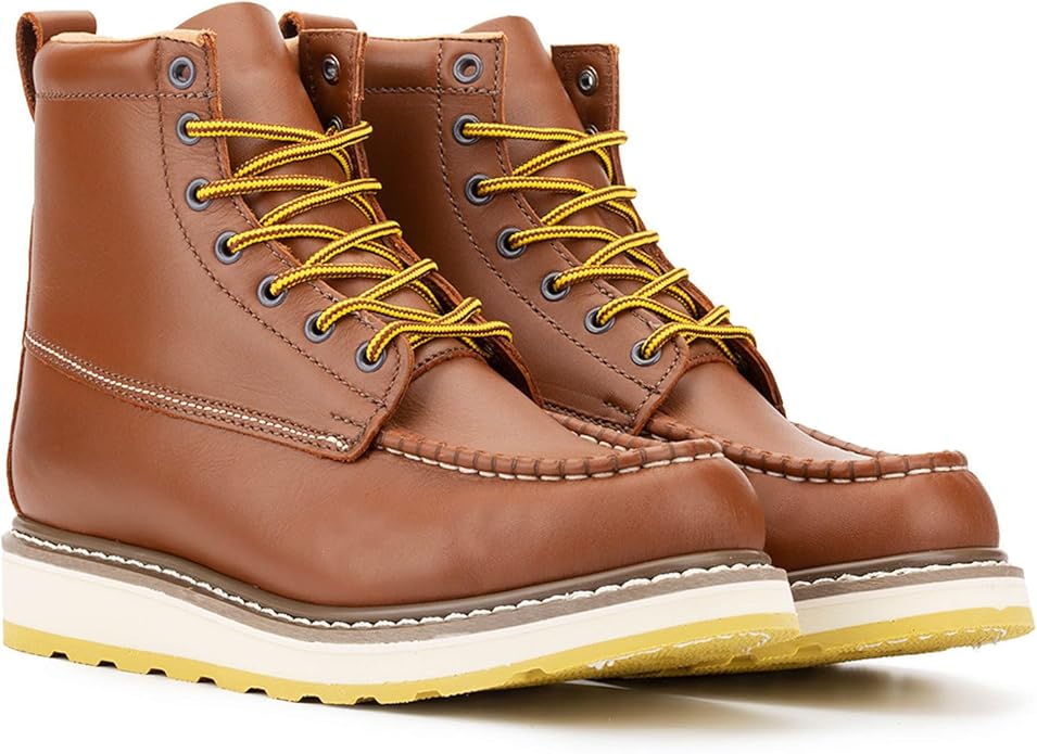 Men's SureTrack 6" & 8'' Leather Soft Toe Work Boot for Men, Welt Construction, Oil/Slip Resistant, Wedge Sole, Moc Toe Men's Work Boots, EH, 84994 & 86994