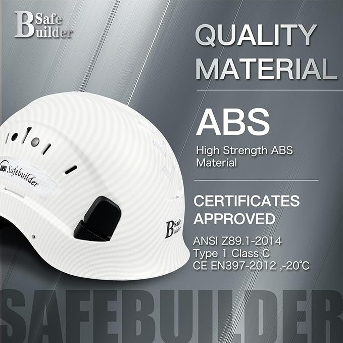 Construction Safety Helmet ABS Hard Hat Adjustable Ventilation System Hardhats Industrial Work Head Protection for Men Certified ANSI/ISEA Z89.1