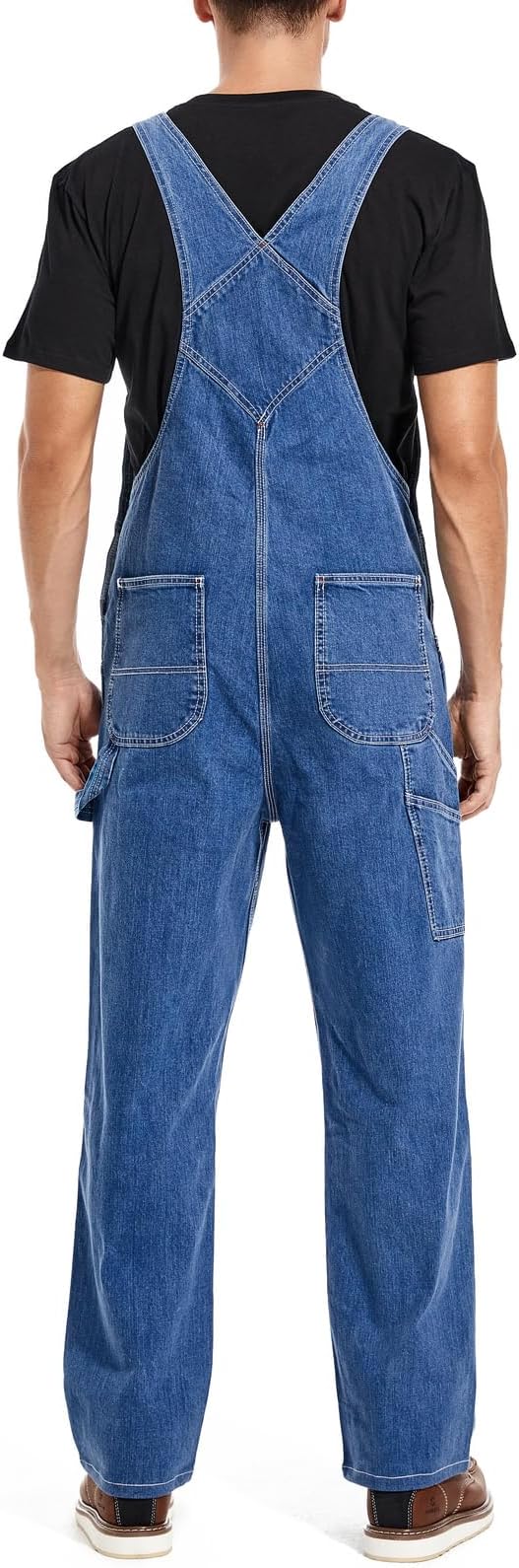 HISEA Men's Denim Bib Overalls, Men's Overalls Workwear with Adjustable Straps and Convenient Tool Pockets