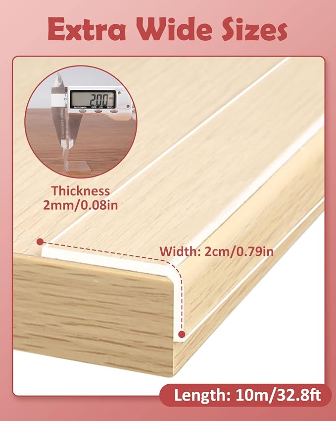 Baby Proofing, Clear Edge Protector Strip, Soft Corner Protectors for Kids, Baby Child Safety Tables Corner Guards for Furniture Against Sharp Corners for Cabinets, Tables, Drawers 32.8ft