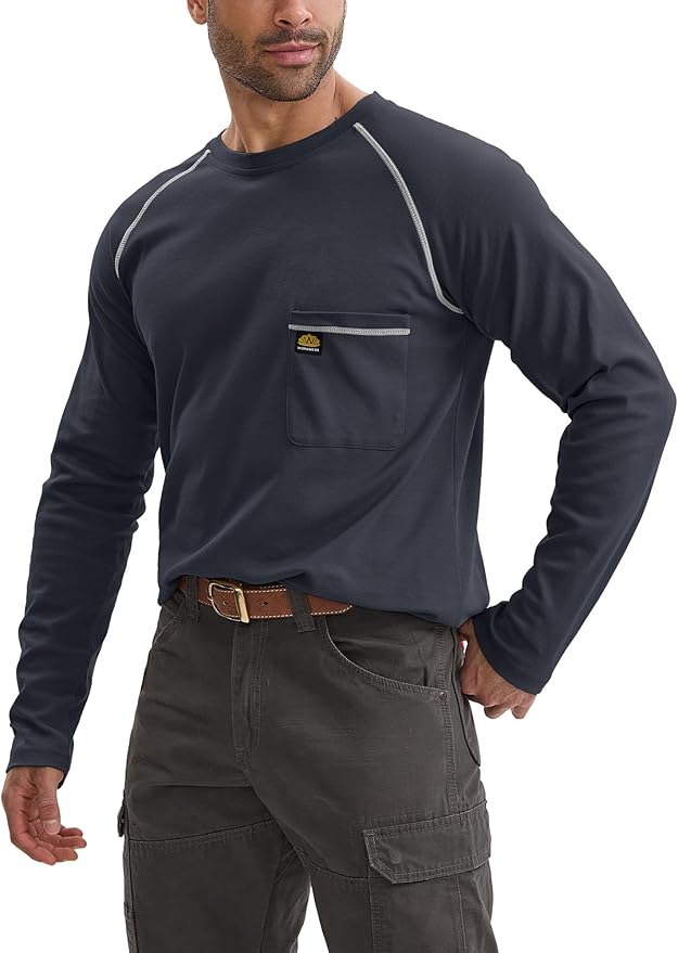 WORKWEYA FR Shirts Flame Resistant Shirt 6.5oz Men's NFPA 2112/CAT2 Long Sleeve Shirt