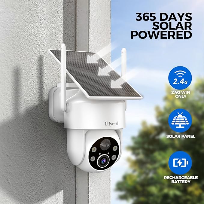 2K 360° View Security Cameras Wireless Outdoor, Solar Cameras for Home Security, Color/IR Illumination Night Vision, AI Detection, 2-Way Audio, Siren Alarm, SD/Cloud Storage, 2.4g WiFi