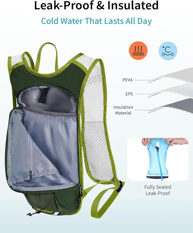 ECOHUB Hydration Backpack with 2L Water Bladder, Lightweight Running Hydration Pack for Men Women, Breathable Hiking Cycling Backpack for Outdoor Sports Marathon Travel