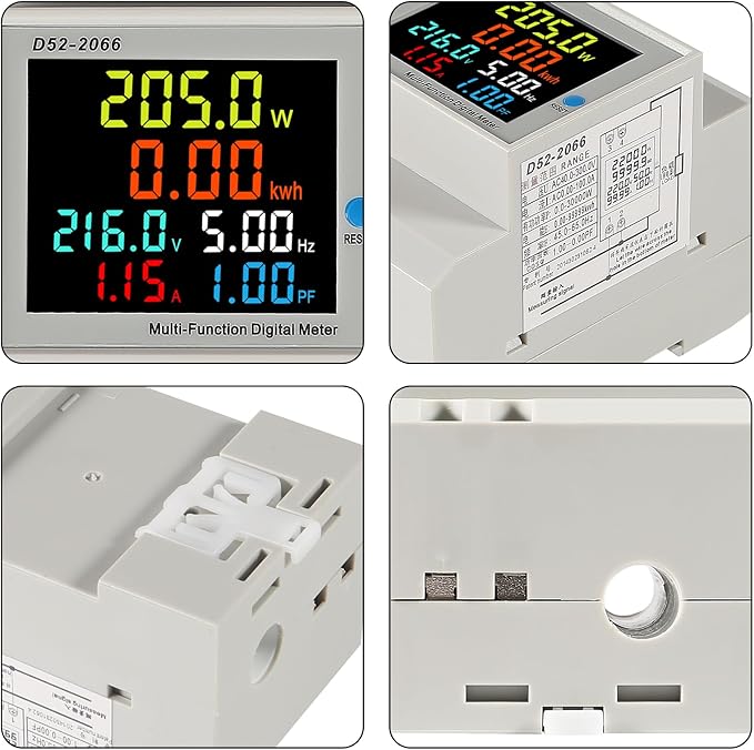 2Pack Digital Single Phase Energy Meter Tester Electricity Usage Monitor AC 110V 40V~300V 100A Ampermeter Power Voltmeter Ammeter Voltage Amps Watt Kwh Frequency Power Factor Meter Multimeter