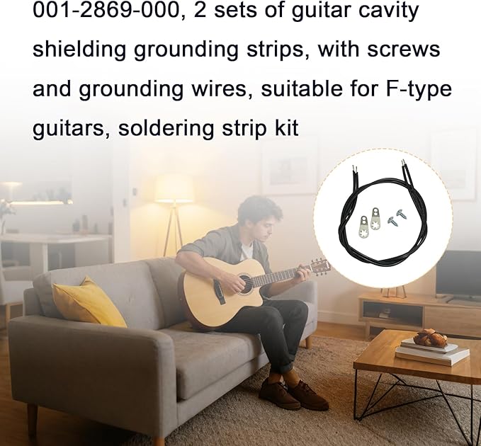 001-2869-000, 2 Sets Guitar Cavity Ground Lug with Screws and Ground Wires, Compatible with F Style Guitars, Shielding & Grounding Kit