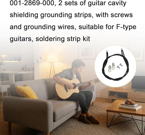 001-2869-000, 2 Sets Guitar Cavity Ground Lug with Screws and Ground Wires, Compatible with F Style Guitars, Shielding & Grounding Kit
