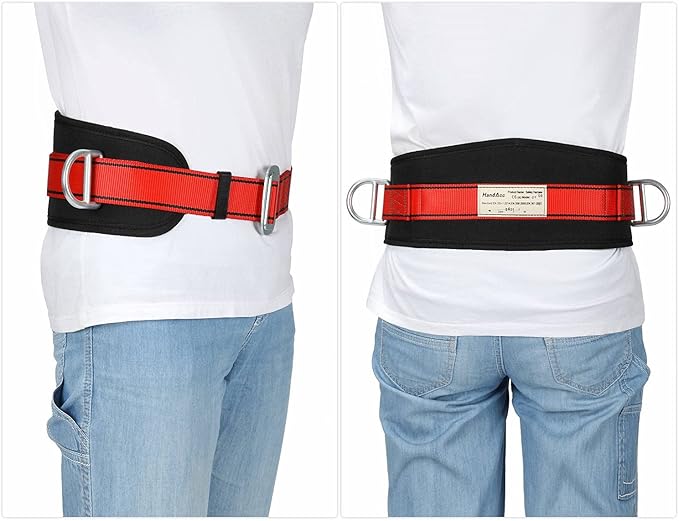 Safety Climbing Belts, Positioning Climbing Belt with Waist Pad and 2 D Rings, Safety Belt Kit Personal Portable Protective Equipment