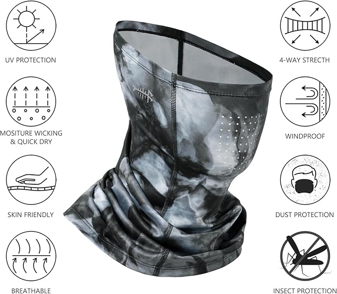 BASSDASH Neck Gaiter Mask UPF 50 Sun Protection for Men & Women, Fishing, Hiking, Outdoor