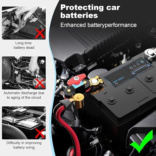 Battery Disconnect Switch, Heavy Duty Battery Shut Off Switch, Can Rotate 180, General High Current Master Battery Power Cut Isolator Kill Switch, Battery Kill Switch for Car, RV and Boat (Upgraded)