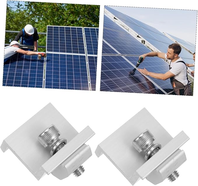 POPETPOP 12pcs Solar Panel Bracket Clips Metal Fixed Clamp for Solar Panel Installation Easy to Use Side Pressure Components for Outdoor Photovoltaic Systems