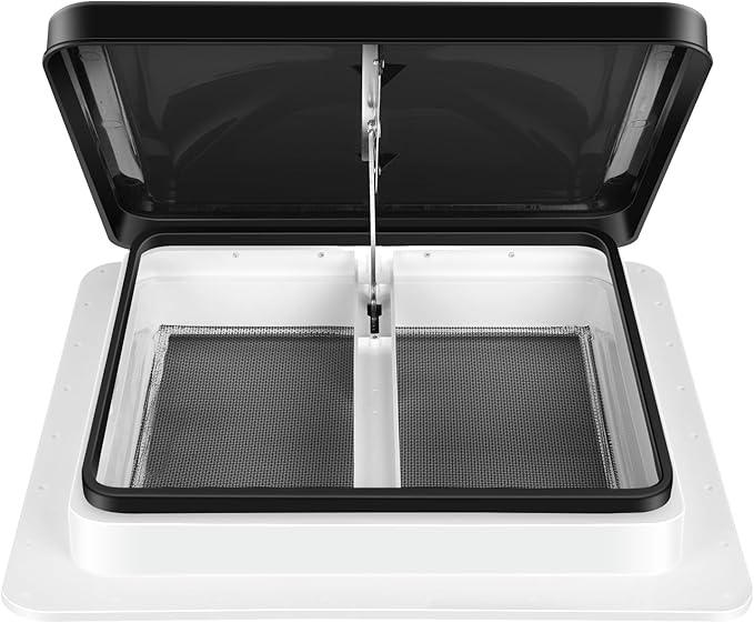 RV Roof Vent Kit 14" x 14" Manual Lift Black Lid
