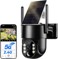 Solar Security Cameras Wireless Outdoor, 5G&2.4GHz Cameras for Home Security, 2K Solar Outdoor Camera, Color Night Vision, AI Human Detection, 2-Way Talk, Siren Alarms (2-Pack)
