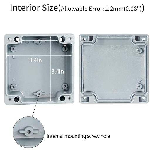 Aluminum Project Box Outdoor Waterproof Junction Box Outdoor Electrical Junction Box Small Electrical Box Outdoor Universal Enclosure Gray 3.9"x3.9"x2.3"