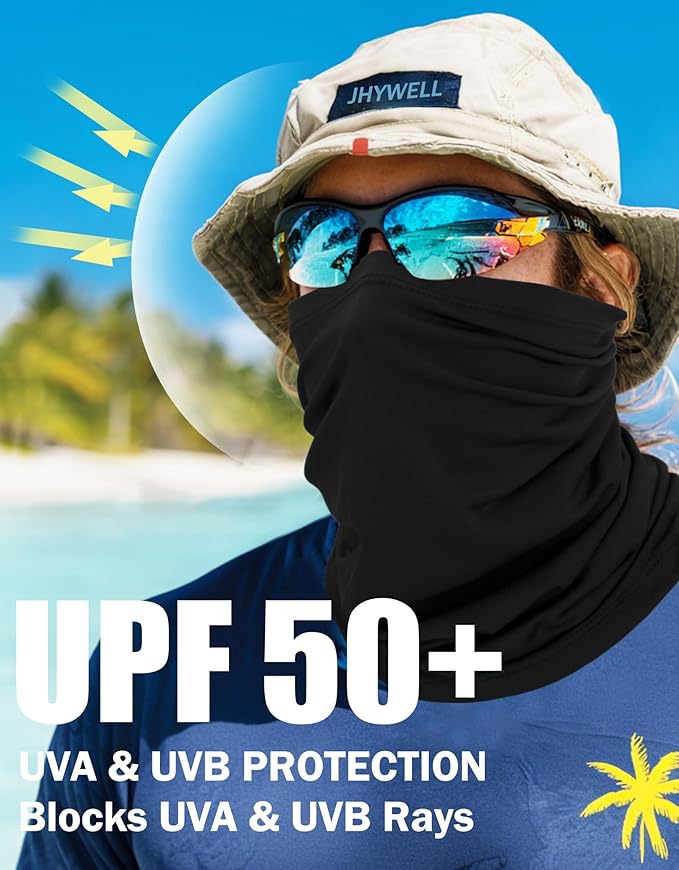 JHYWELL Cooling Neck Gaiter Face Mask, UV Protection Masks Gator, Windproof Bandana for Skiing, Fishing, Hiking, Cycling