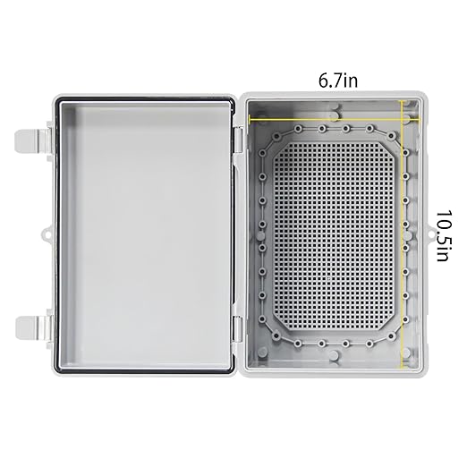 Waterproof Outdoor Junction Box ABS Plastic Electrical Enclosure Hinged Cover Electric Box with Mounting Plate for LED Lights, Solar Panels, and Surveillance Cameras(11.4"x7.4"x5.5")