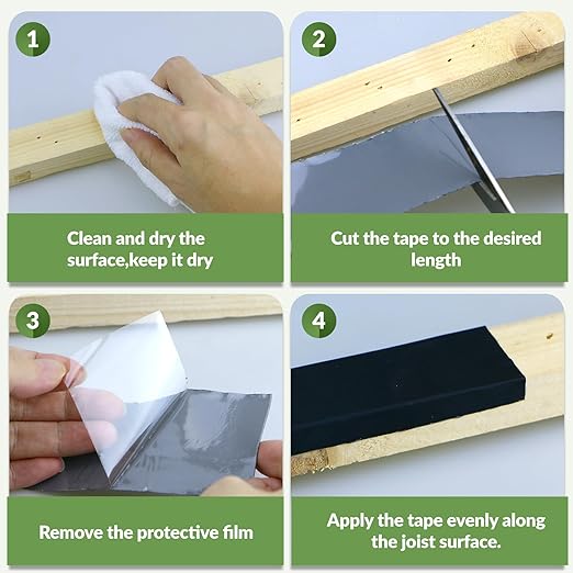 Sofrose Joist Tape for Decking,2" x 50' Deck Joist Tape,Weather Resistant,Waterproof Butyl Self-Adhesive Flashing Tape for Wood Joists, Decks, Beams, Roof (6 Rolls)